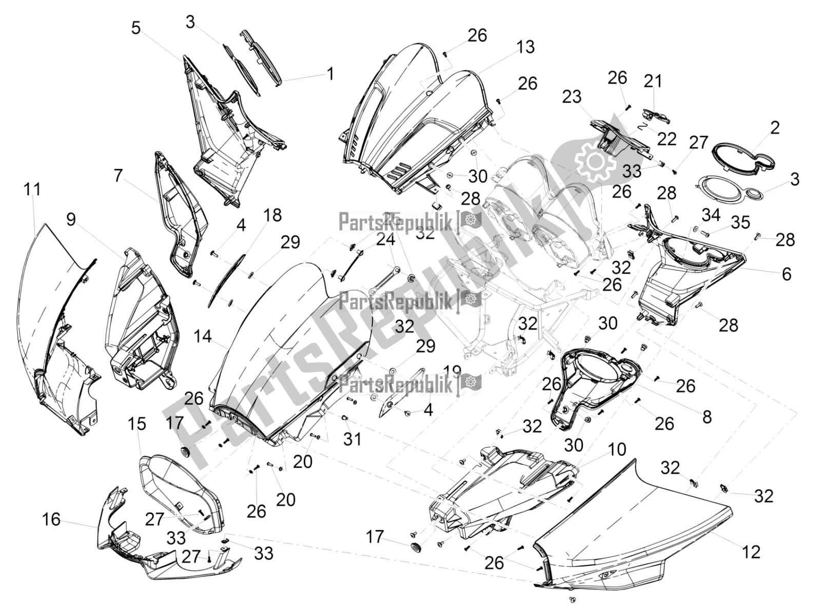 Toutes les pièces pour le Carénage Avant du Moto-Guzzi MGX 21 Flying Fortress 1400 ABS 2019