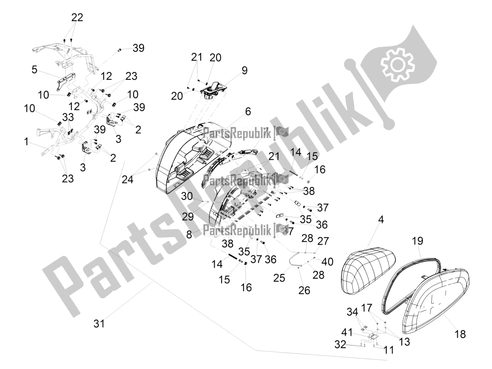 Todas las partes para Lh Trunk de Moto-Guzzi MGX 21 Flying Fortress 1400 ABS 2019