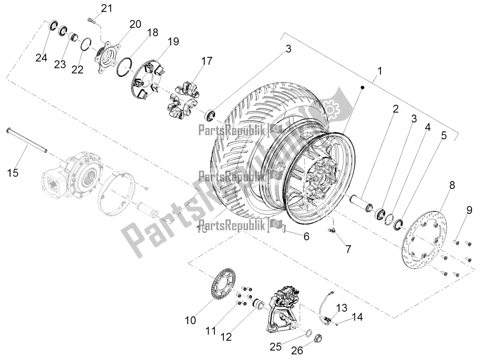 Todas las partes para Rueda Trasera de Moto-Guzzi MGX 21 Flying Fortress 1400 ABS 2019