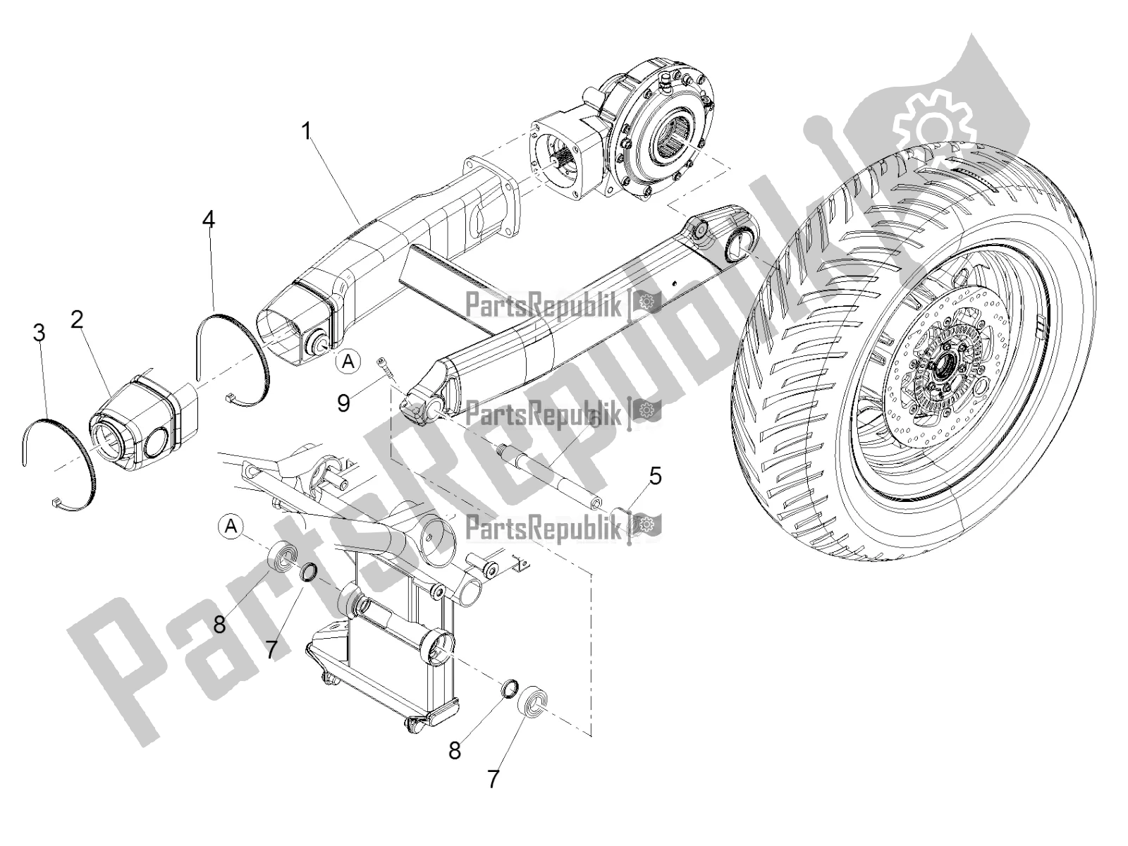 Tutte le parti per il Forcellone del Moto-Guzzi MGX 21 Flying Fortress 1400 ABS 2019