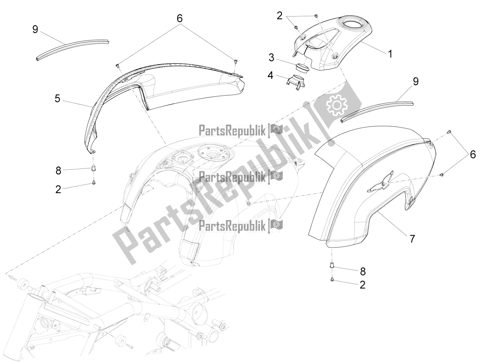 Todas las partes para Tapa Del Tanque de Moto-Guzzi MGX 21 Flying Fortress 1400 ABS 2019