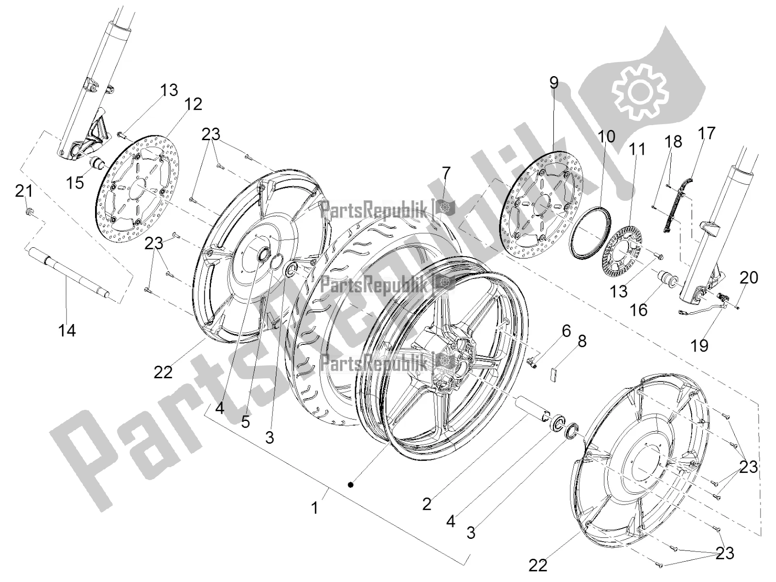 Todas las partes para Rueda Delantera de Moto-Guzzi MGX 21 Flying Fortress 1400 ABS Apac 2016