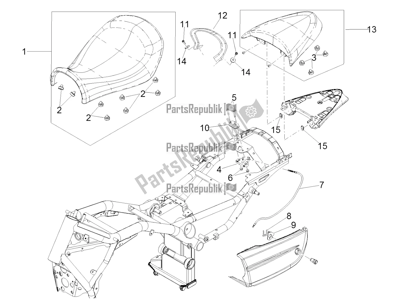 All parts for the Saddle of the Moto-Guzzi MGX 21 Flying Fortress 1400 ABS Apac 2016