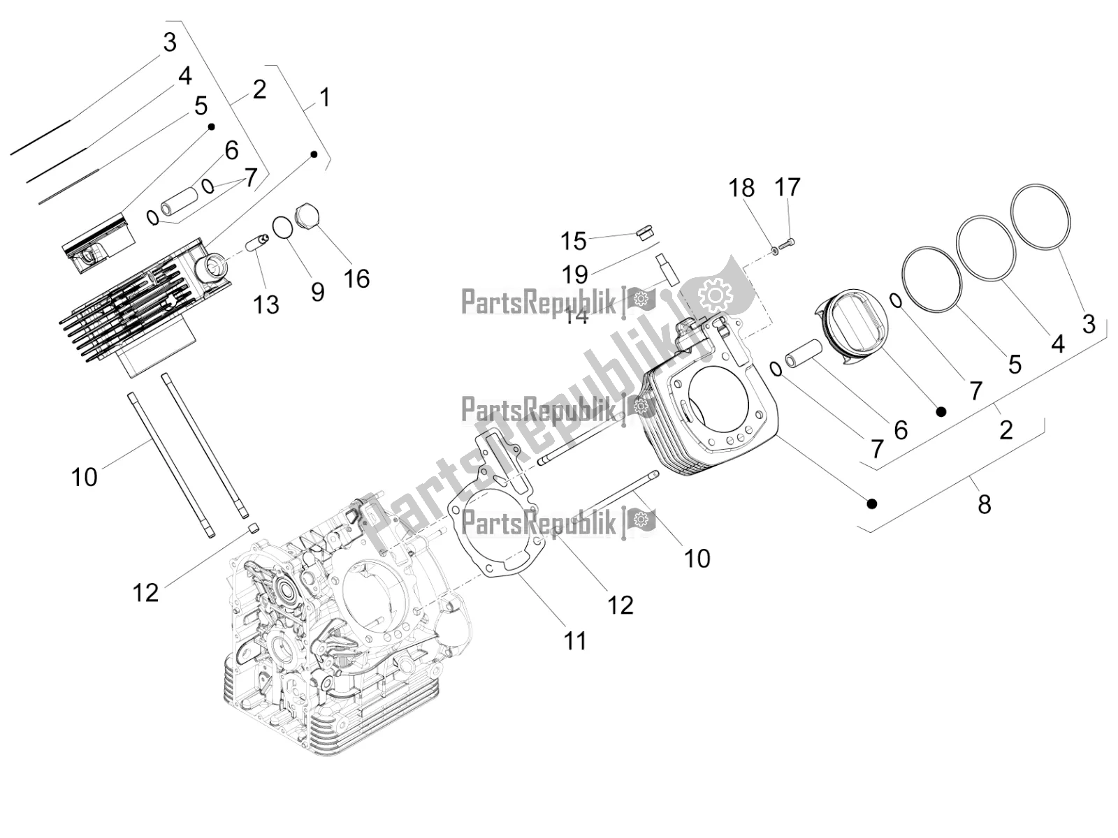 Toutes les pièces pour le Cylindre - Piston du Moto-Guzzi MGX 21 Flying Fortress 1400 ABS Apac 2017