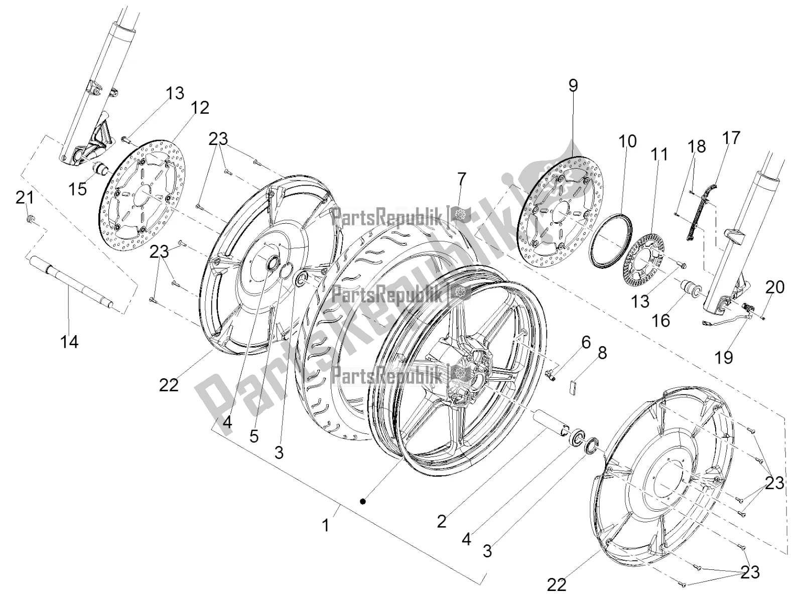 Todas las partes para Rueda Delantera de Moto-Guzzi MGX 21 Flying Fortress 1400 ABS Apac 2017