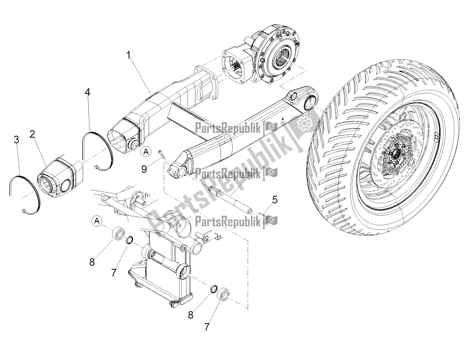 Toutes les pièces pour le Bras Oscillant du Moto-Guzzi MGX 21 Flying Fortress 1400 ABS Apac 2017