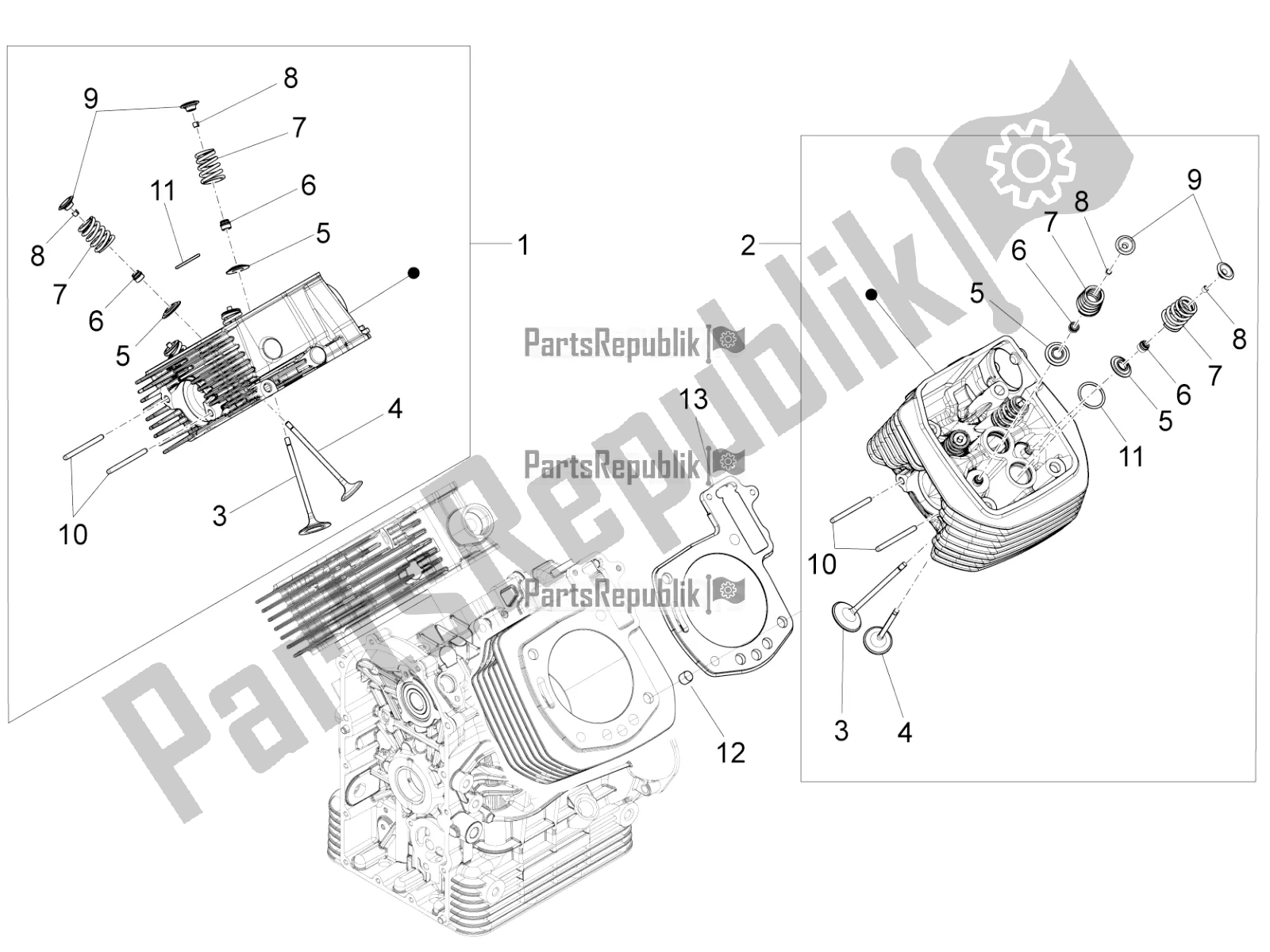 Toutes les pièces pour le Culasse - Soupapes du Moto-Guzzi MGX 21 Flying Fortress 1400 ABS Apac 2018