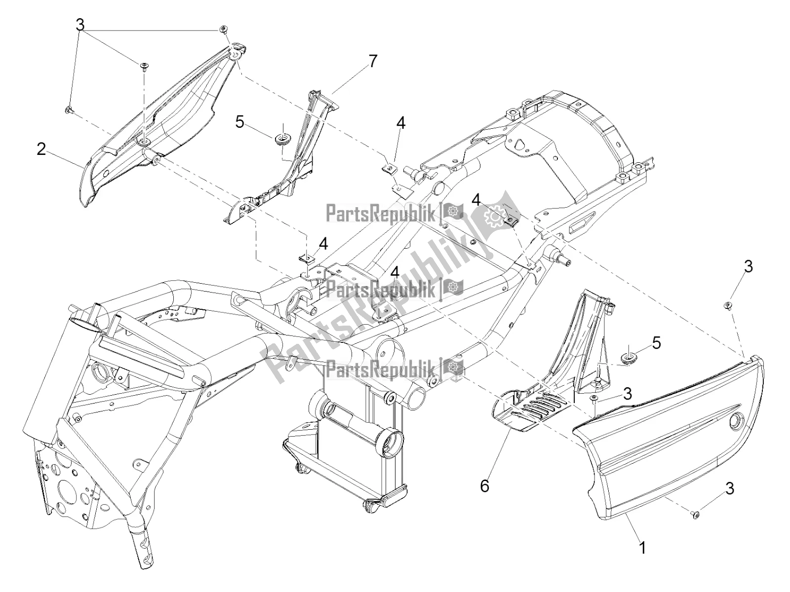 Toutes les pièces pour le Corps Central du Moto-Guzzi MGX 21 Flying Fortress 1400 ABS Apac 2019