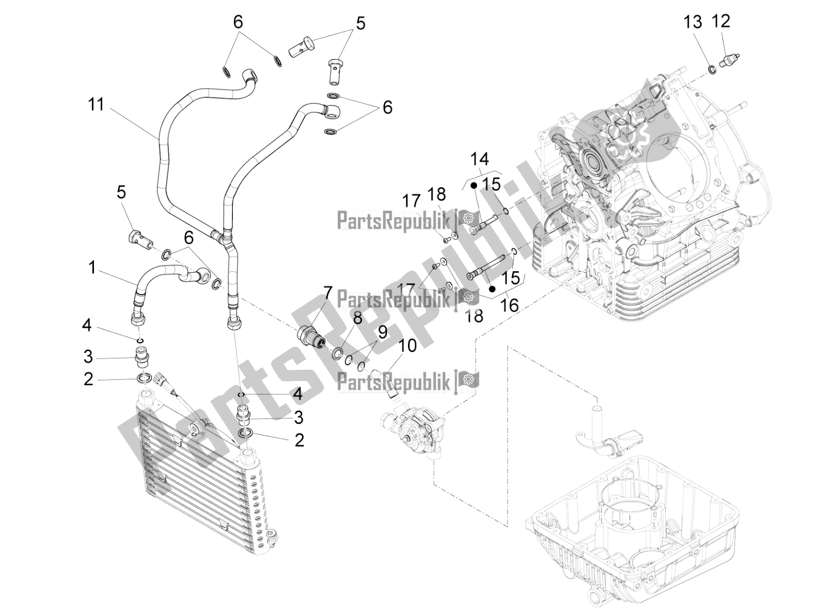 Toutes les pièces pour le Lubrification du Moto-Guzzi MGX 21 Flying Fortress 1400 ABS Apac 2019