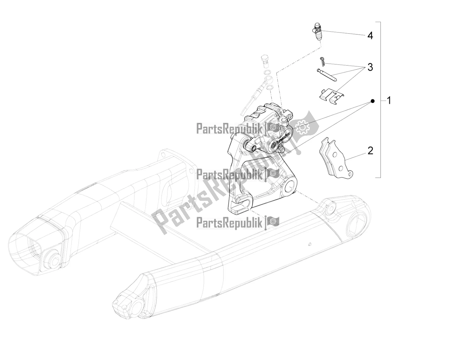 Todas las partes para Pinza De Freno Trasero de Moto-Guzzi MGX 21 Flying Fortress 1400 ABS Apac 2019
