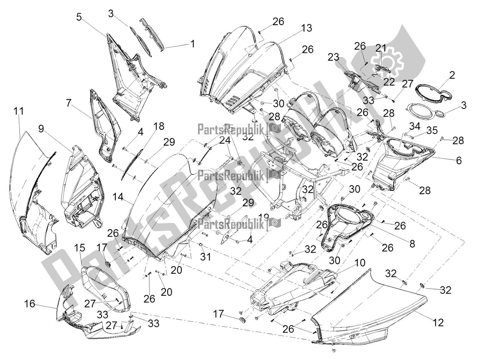 Toutes les pièces pour le Carénage Avant du Moto-Guzzi MGX 21 Flying Fortress 1400 ABS USA 2017