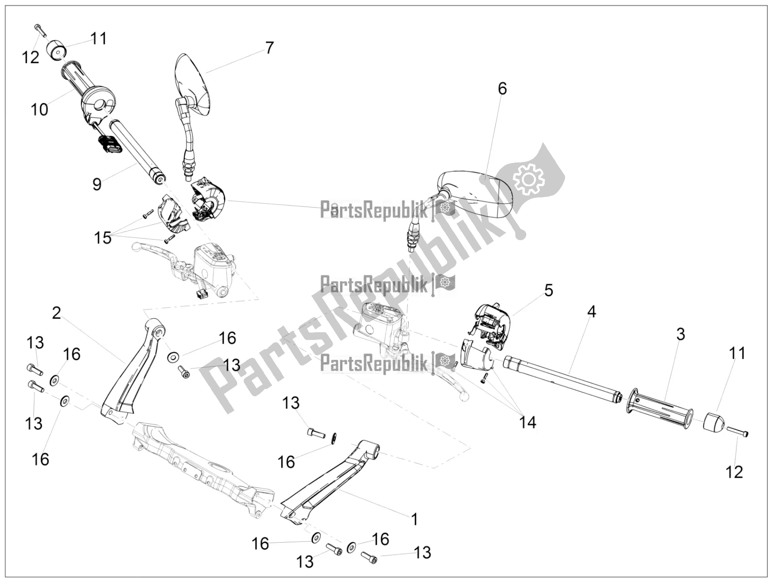 Toutes les pièces pour le Guidon - Commandes du Moto-Guzzi MGX 21 Flying Fortress 1400 ABS USA 2017