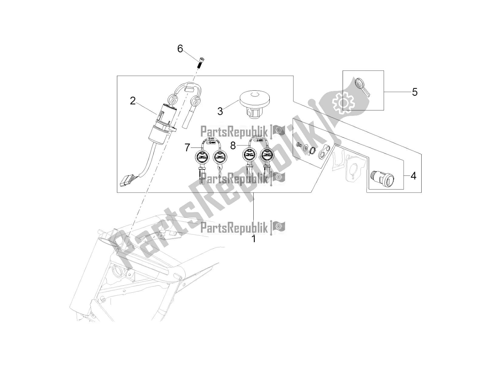 Toutes les pièces pour le Serrures du Moto-Guzzi MGX 21 Flying Fortress 1400 ABS USA 2017