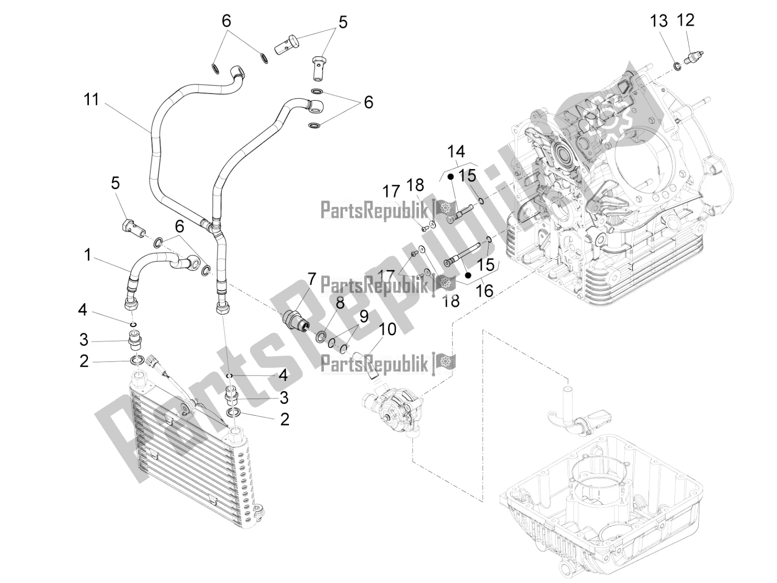 Toutes les pièces pour le Lubrification du Moto-Guzzi MGX 21 Flying Fortress 1400 ABS USA 2017