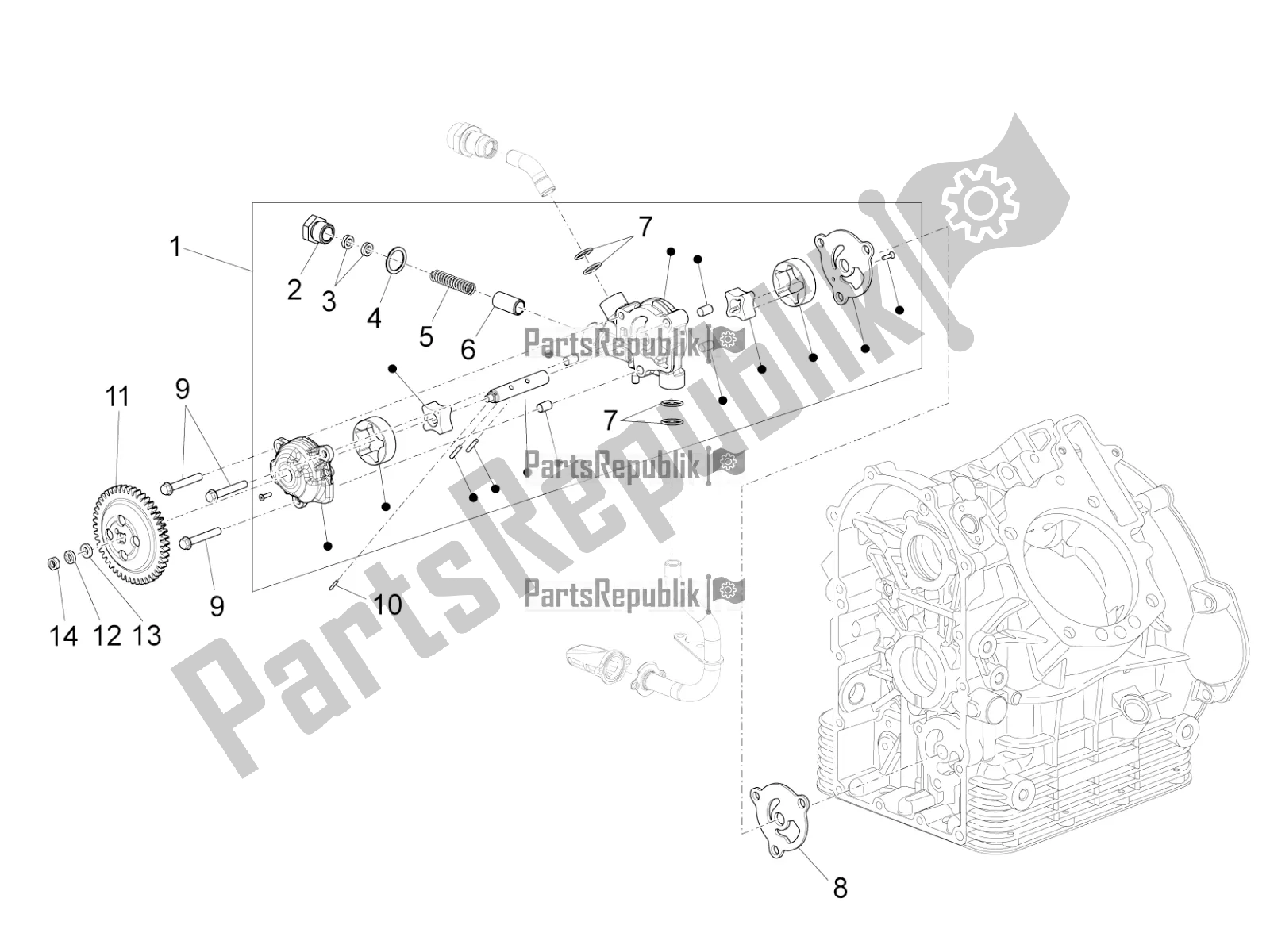 Toutes les pièces pour le La Pompe à Huile du Moto-Guzzi MGX 21 Flying Fortress 1400 ABS USA 2017