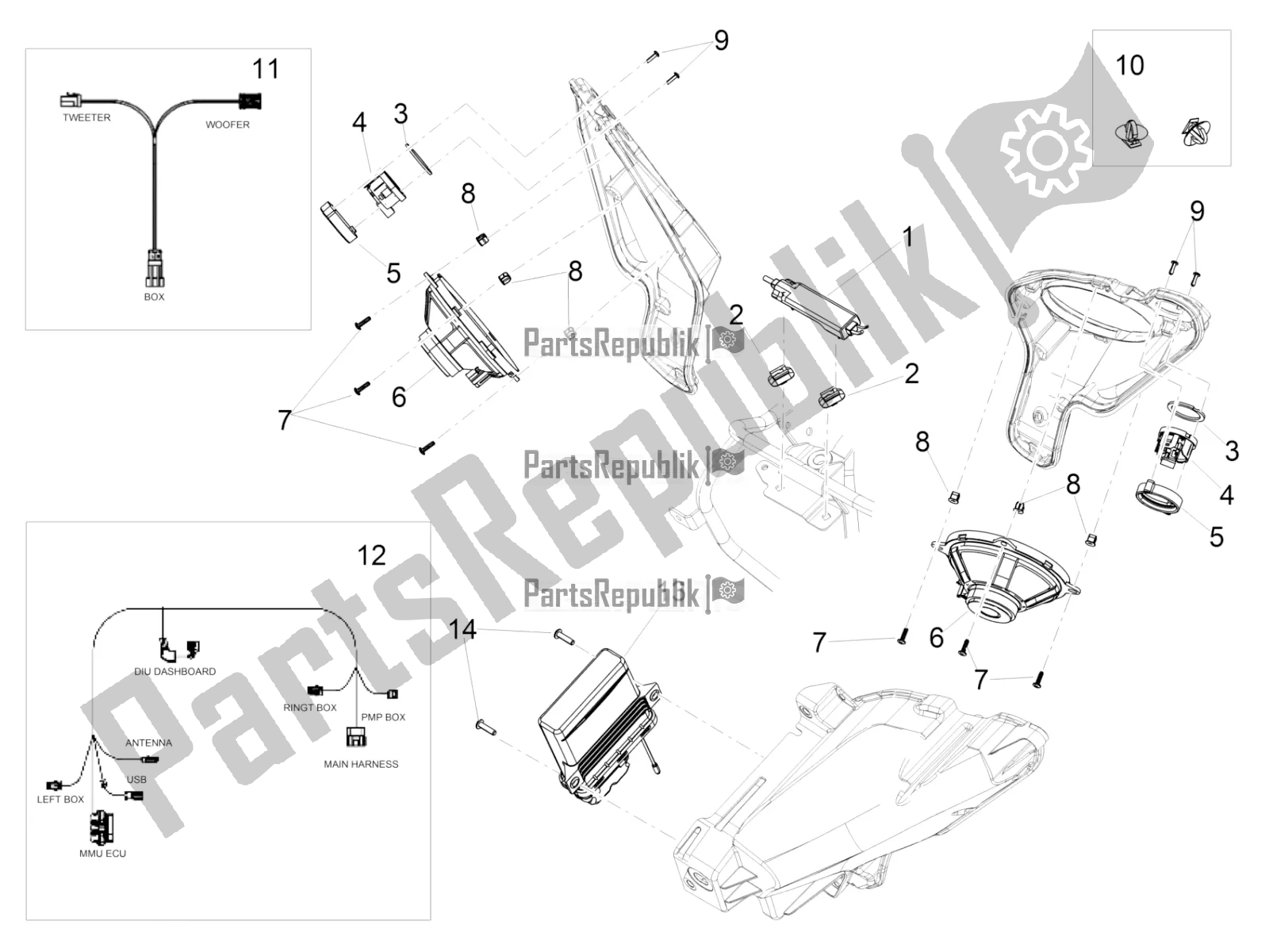 Toutes les pièces pour le Radio du Moto-Guzzi MGX 21 Flying Fortress 1400 ABS USA 2017