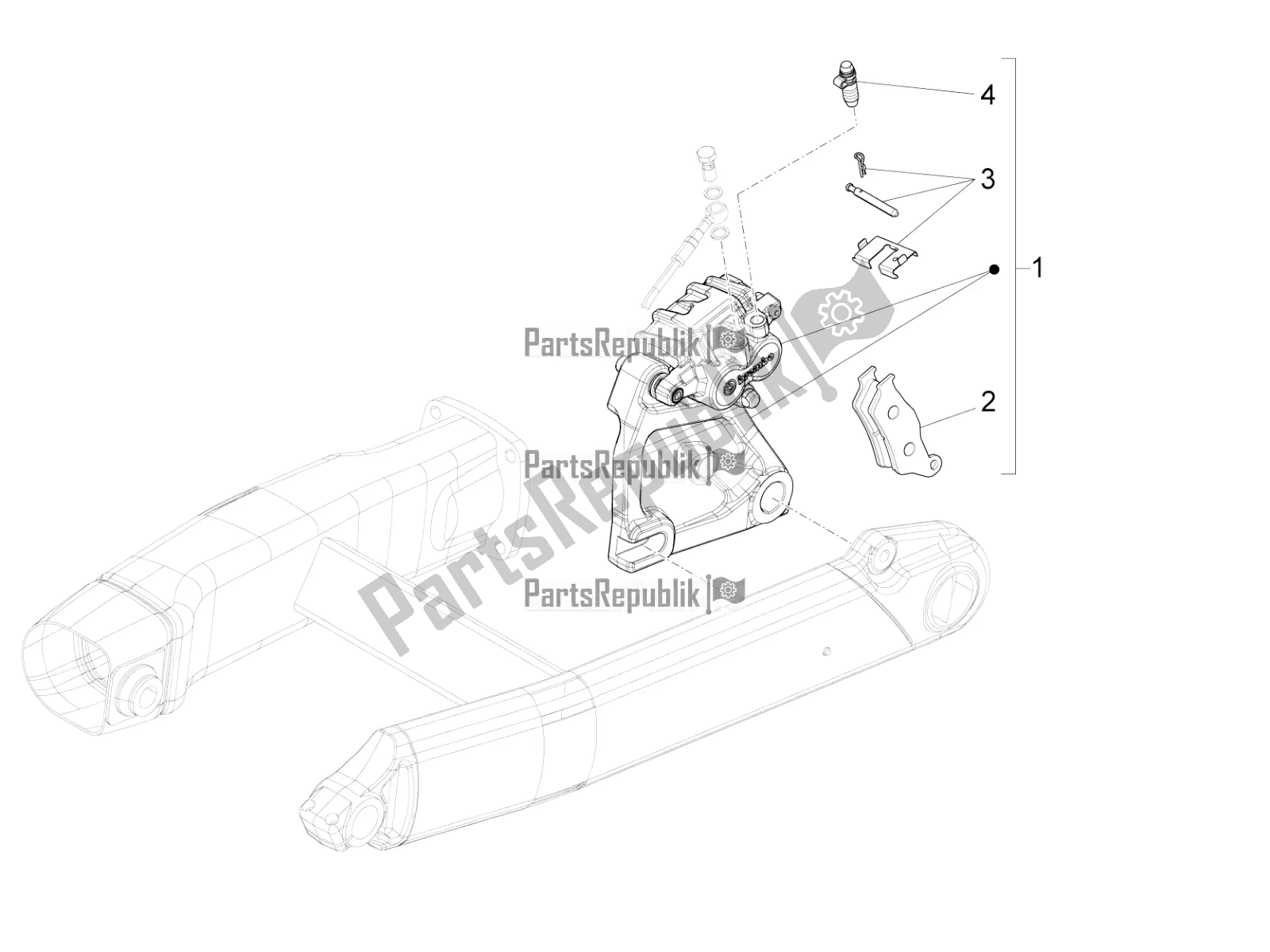 Todas as partes de Pinça De Freio Traseiro do Moto-Guzzi MGX 21 Flying Fortress 1400 ABS USA 2017