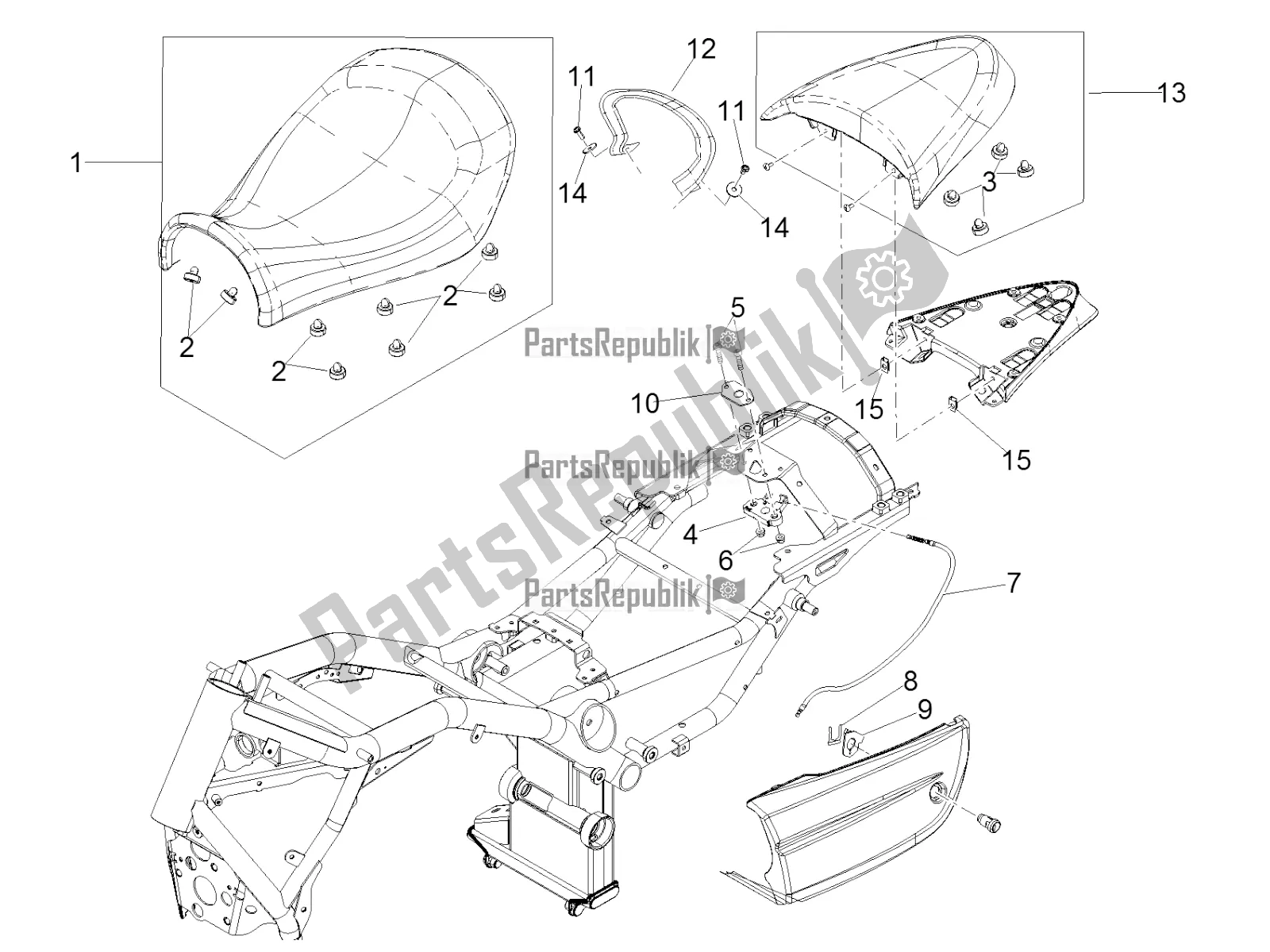 Toutes les pièces pour le Selle du Moto-Guzzi MGX 21 Flying Fortress 1400 ABS USA 2017