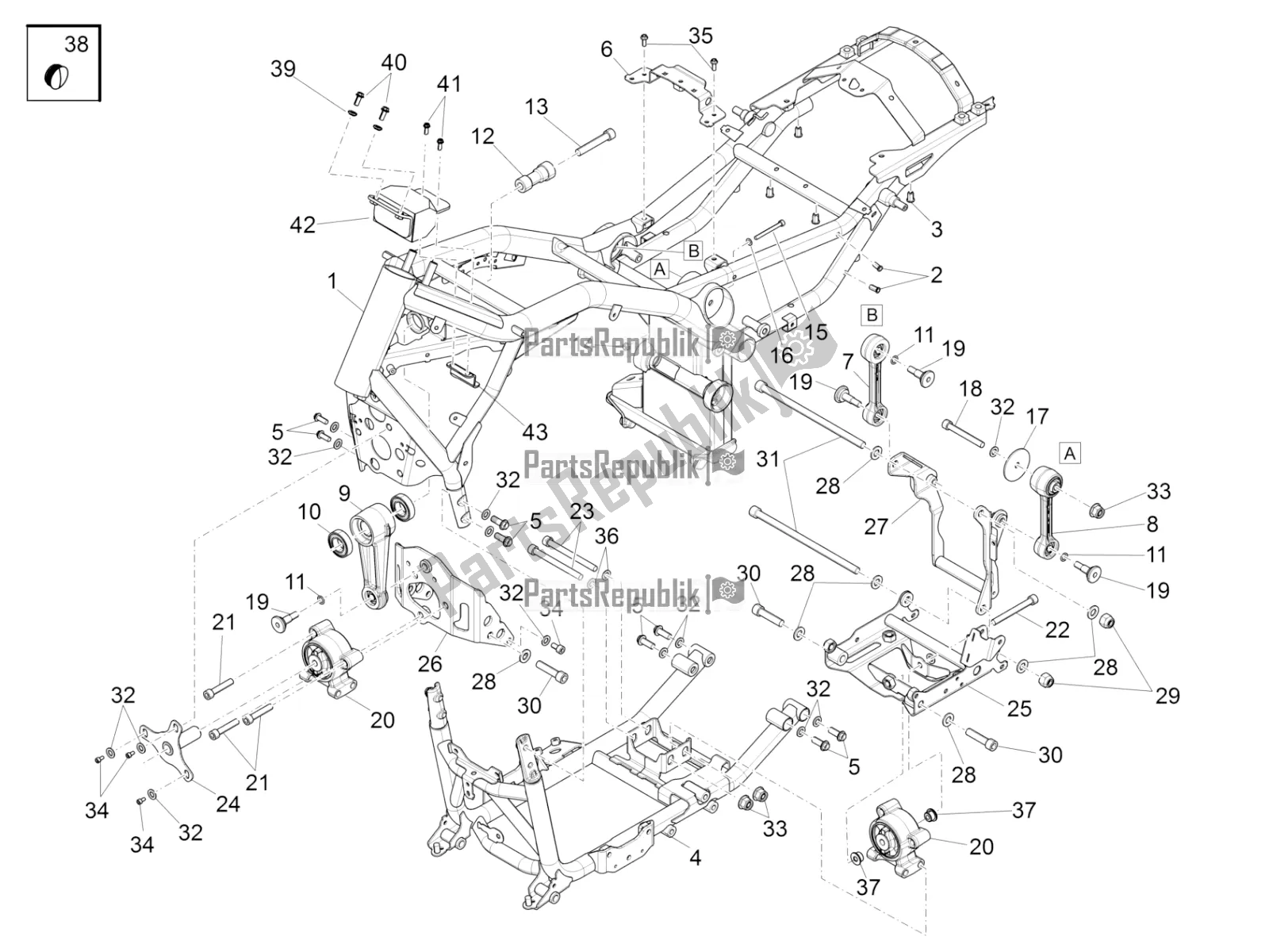 Todas las partes para Marco de Moto-Guzzi MGX 21 Flying Fortress 1400 ABS USA 2018