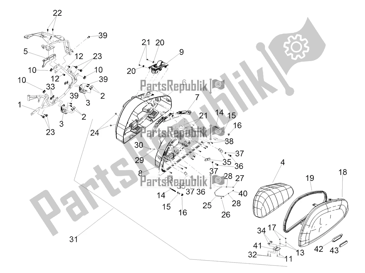 Toutes les pièces pour le Lh Trunk du Moto-Guzzi MGX 21 Flying Fortress 1400 ABS USA 2018