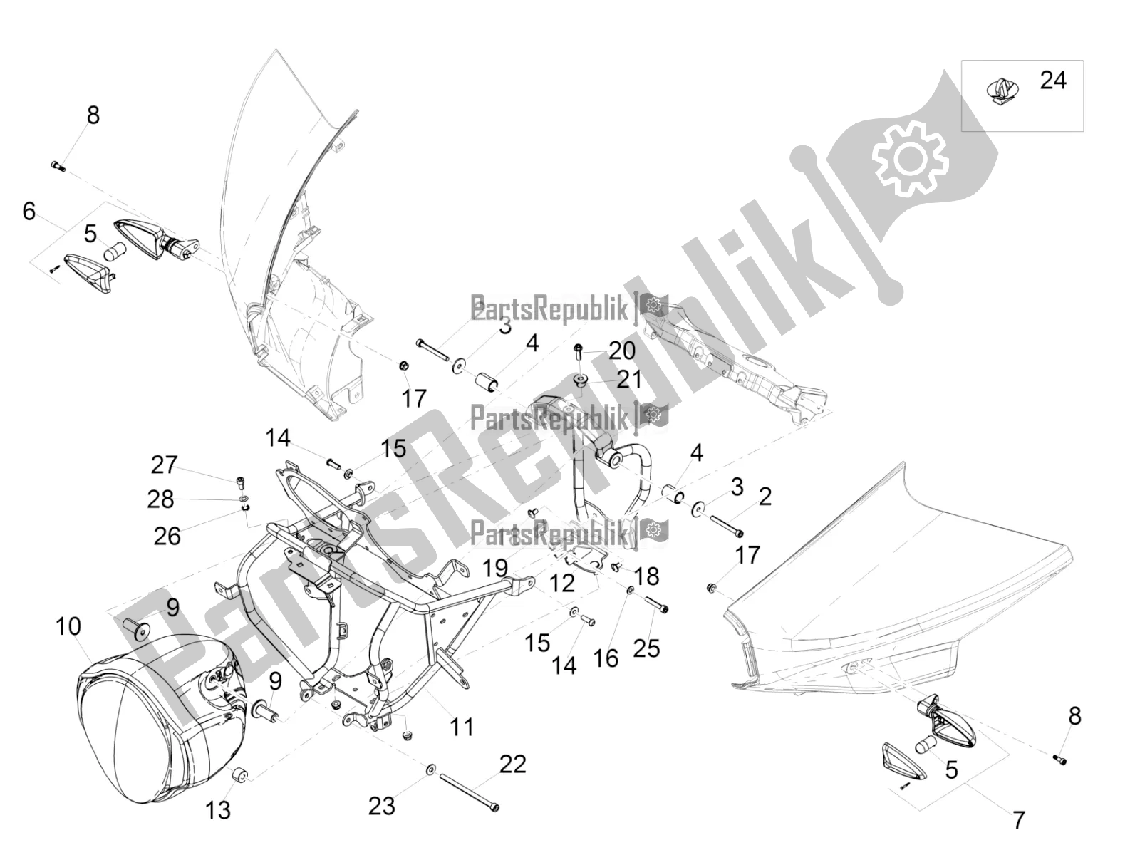 Toutes les pièces pour le Feux Avant du Moto-Guzzi MGX 21 Flying Fortress 1400 ABS USA 2019