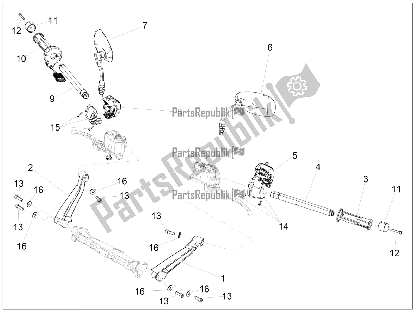 Toutes les pièces pour le Guidon - Commandes du Moto-Guzzi MGX 21 Flying Fortress 1400 ABS USA 2019