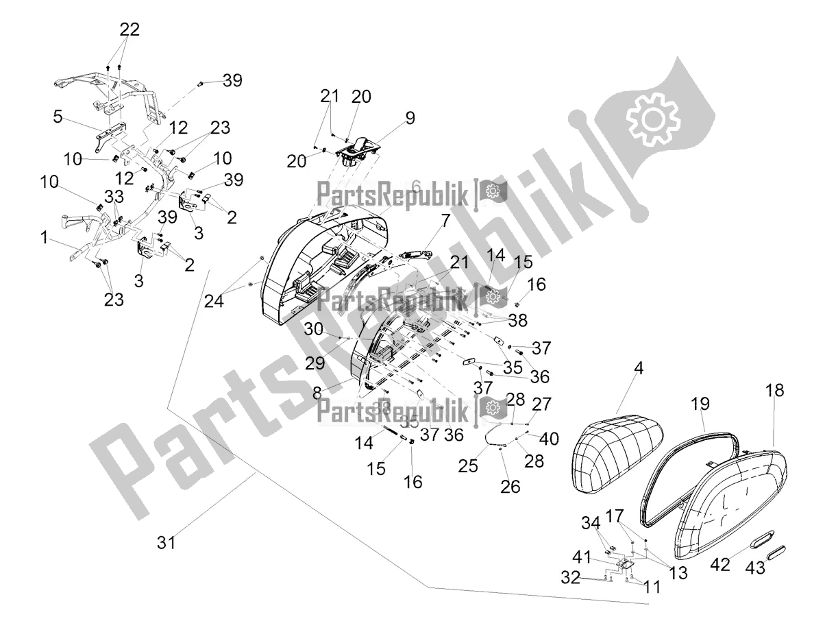 Tutte le parti per il Lh Trunk del Moto-Guzzi MGX 21 Flying Fortress 1400 ABS USA 2019