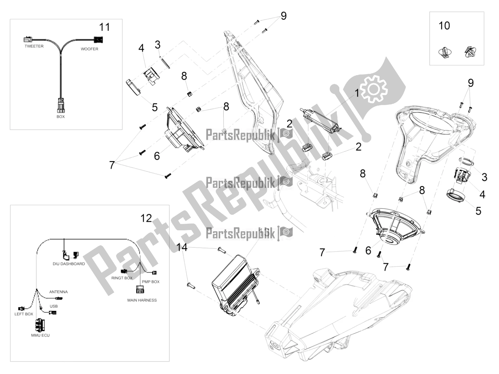 Toutes les pièces pour le Radio du Moto-Guzzi MGX 21 Flying Fortress 1400 ABS USA 2019