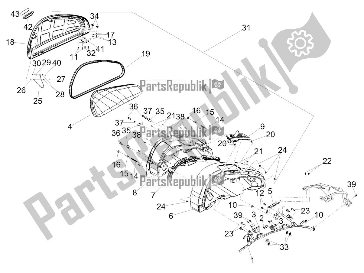 Toutes les pièces pour le Rh Trunk du Moto-Guzzi MGX 21 Flying Fortress 1400 ABS USA 2019