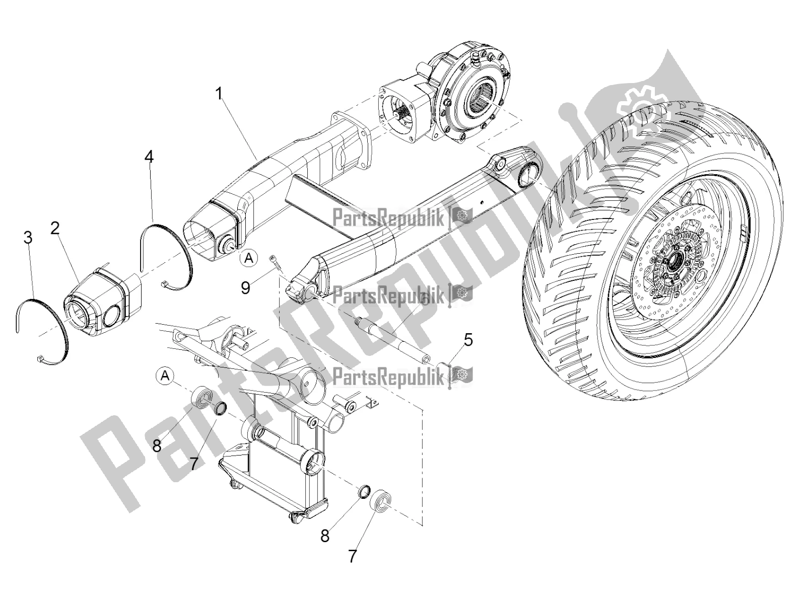 Todas las partes para Brazo Oscilante de Moto-Guzzi MGX 21 Flying Fortress 1400 ABS USA 2019