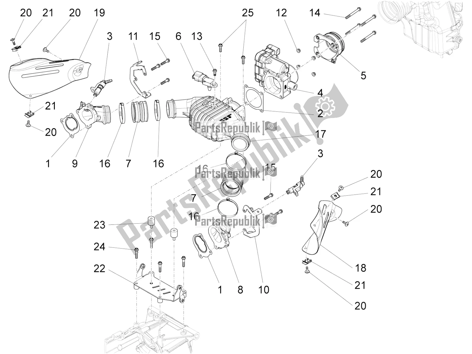 Toutes les pièces pour le Corps De Papillon du Moto-Guzzi MGX 21 Flying Fortress 1400 ABS USA 2019