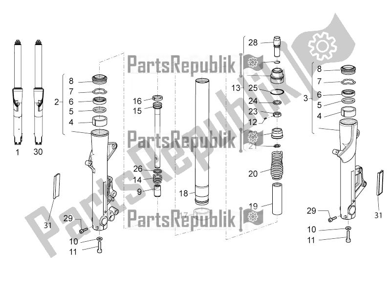 All parts for the Front Fork of the Moto-Guzzi Norge 1200 IE 8V 2016