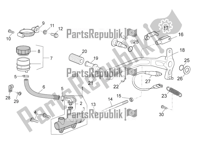 Toutes les pièces pour le Maître-cylindre Arrière du Moto-Guzzi Norge 1200 IE 8V 2016