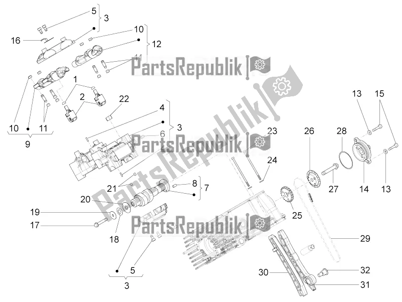 Toutes les pièces pour le Système De Calage Du Cylindre Rh Ii du Moto-Guzzi Norge 1200 IE 8V 2016