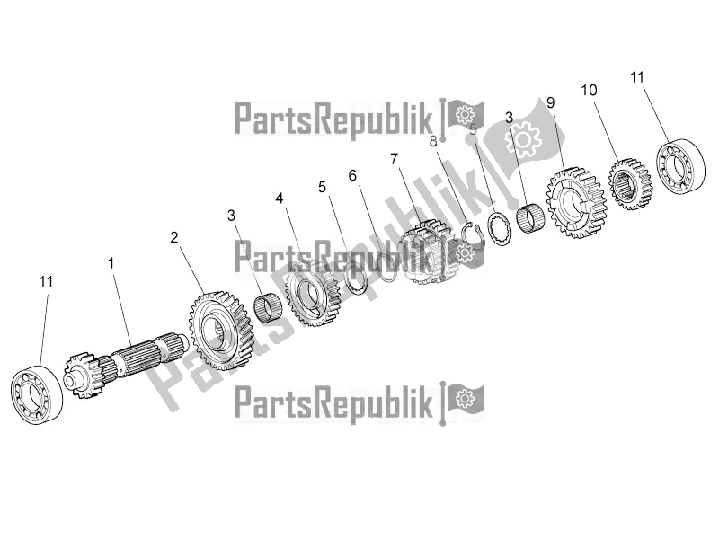 All parts for the Primary Gear Shaft of the Moto-Guzzi Norge 1200 IE 8V 2017