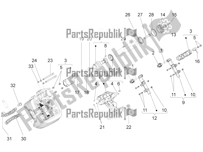 Tutte le parti per il Sistema Di Cronometraggio Cilindro Sinistro (rullo) del Moto-Guzzi Stelvio 1200 8V E3 ABS Std-ntx 2016