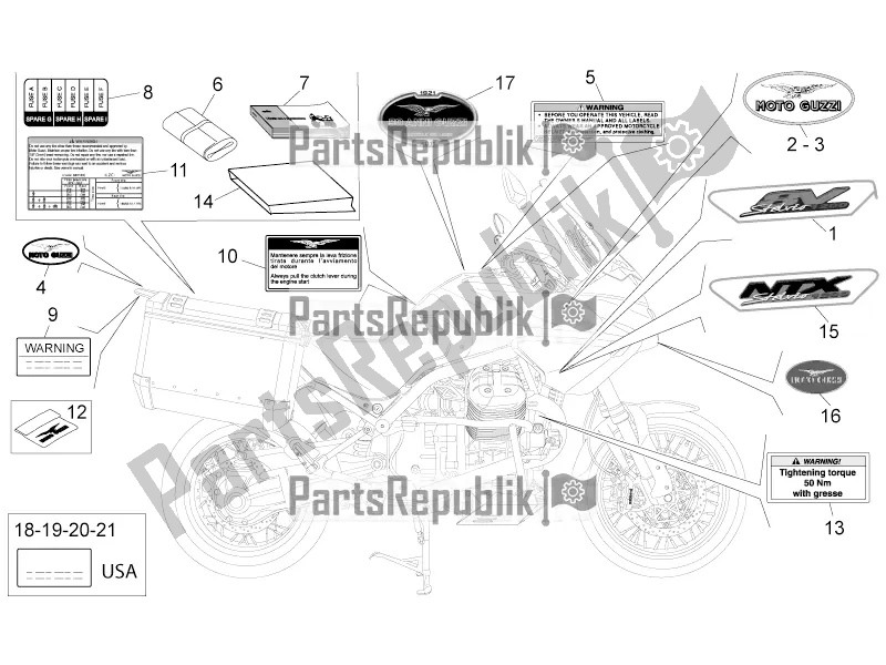 Tutte le parti per il Manuali Set-decal-op del Moto-Guzzi Stelvio 1200 8V E3 ABS Std-ntx 2016