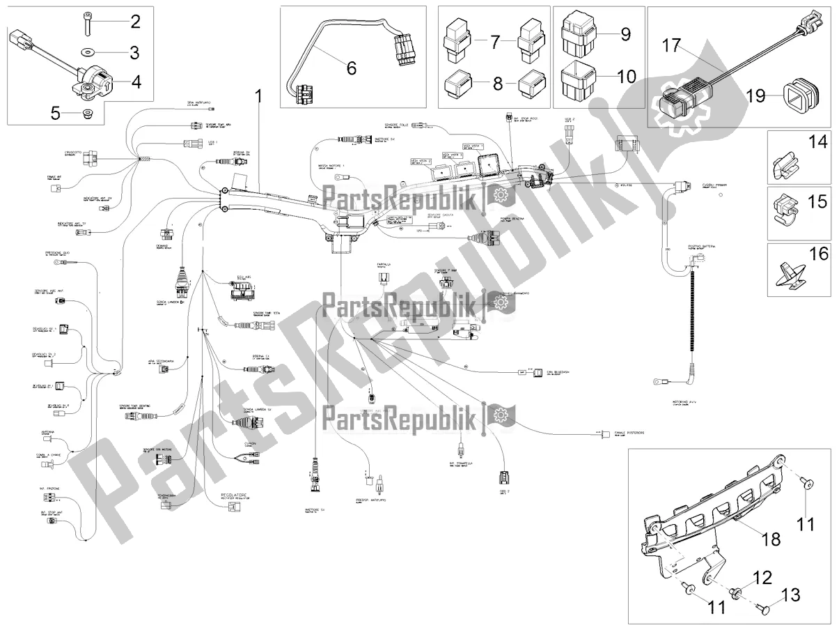 Wszystkie części do Centralna Instalacja Elektryczna Moto-Guzzi V 85 TT E4 ABS 2019 Emea 850 2019