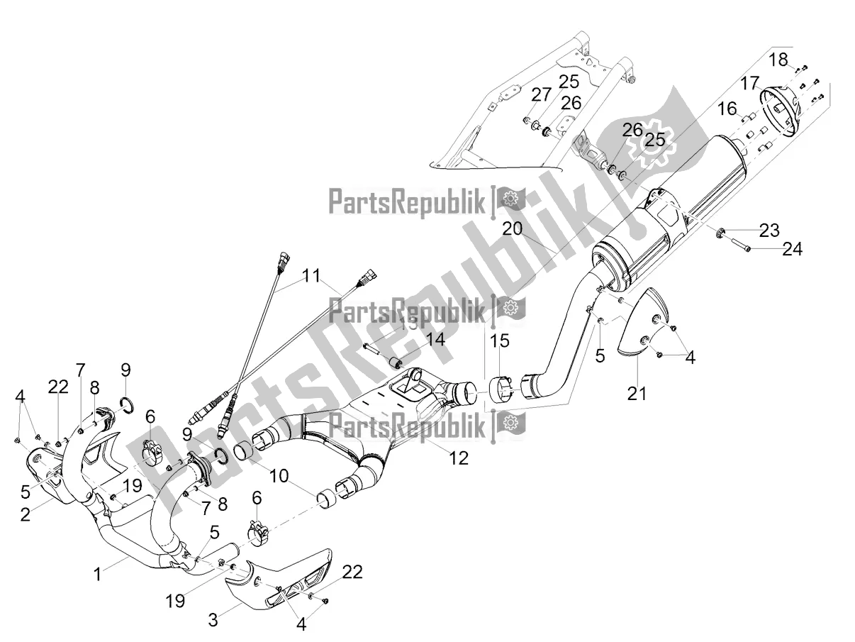 All parts for the Exhaust Pipe of the Moto-Guzzi V 85 TT E4 ABS 2019 Emea 850 2019