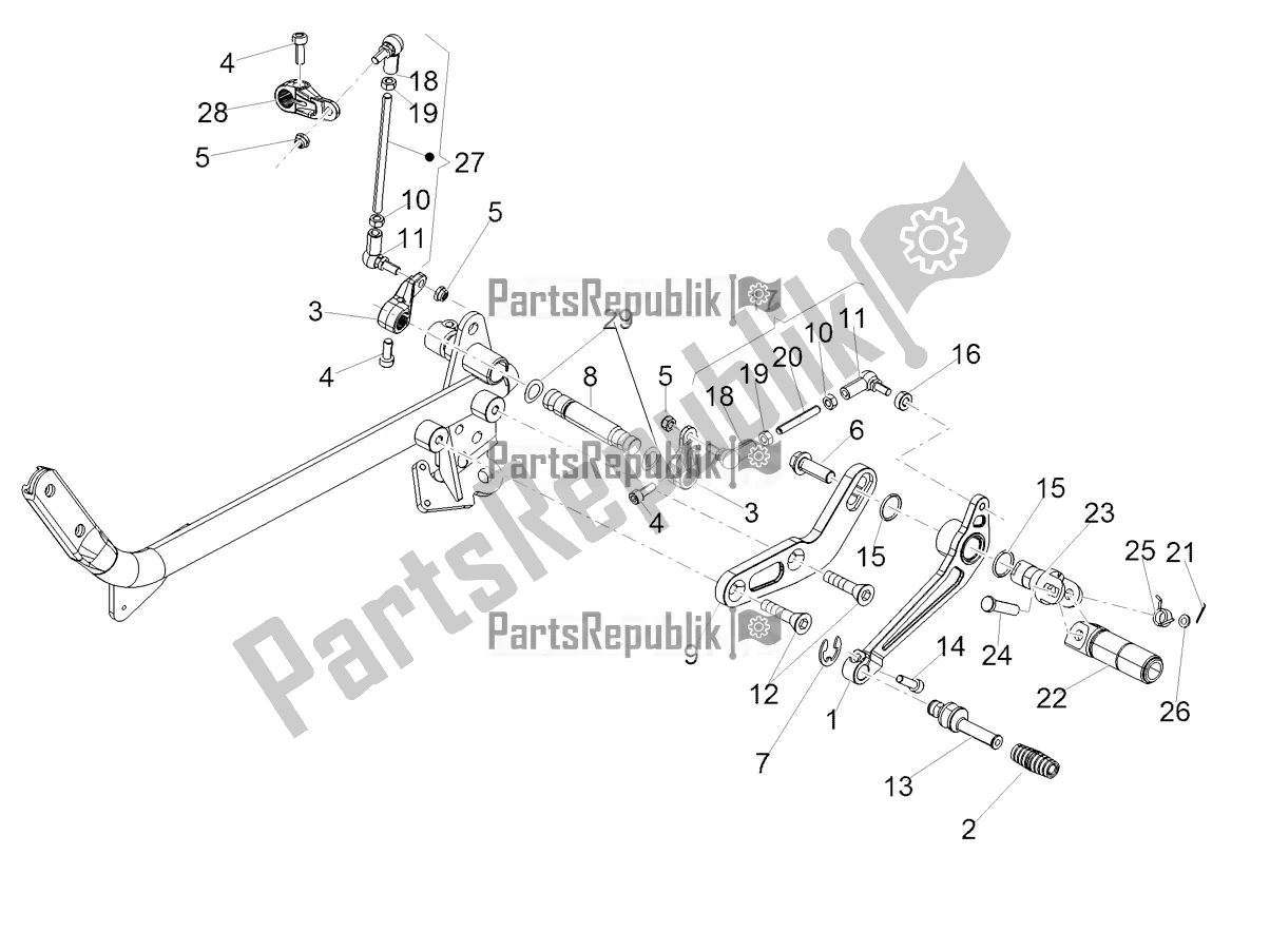 All parts for the Gear Lever of the Moto-Guzzi V7 II Racer 750 ABS 2016