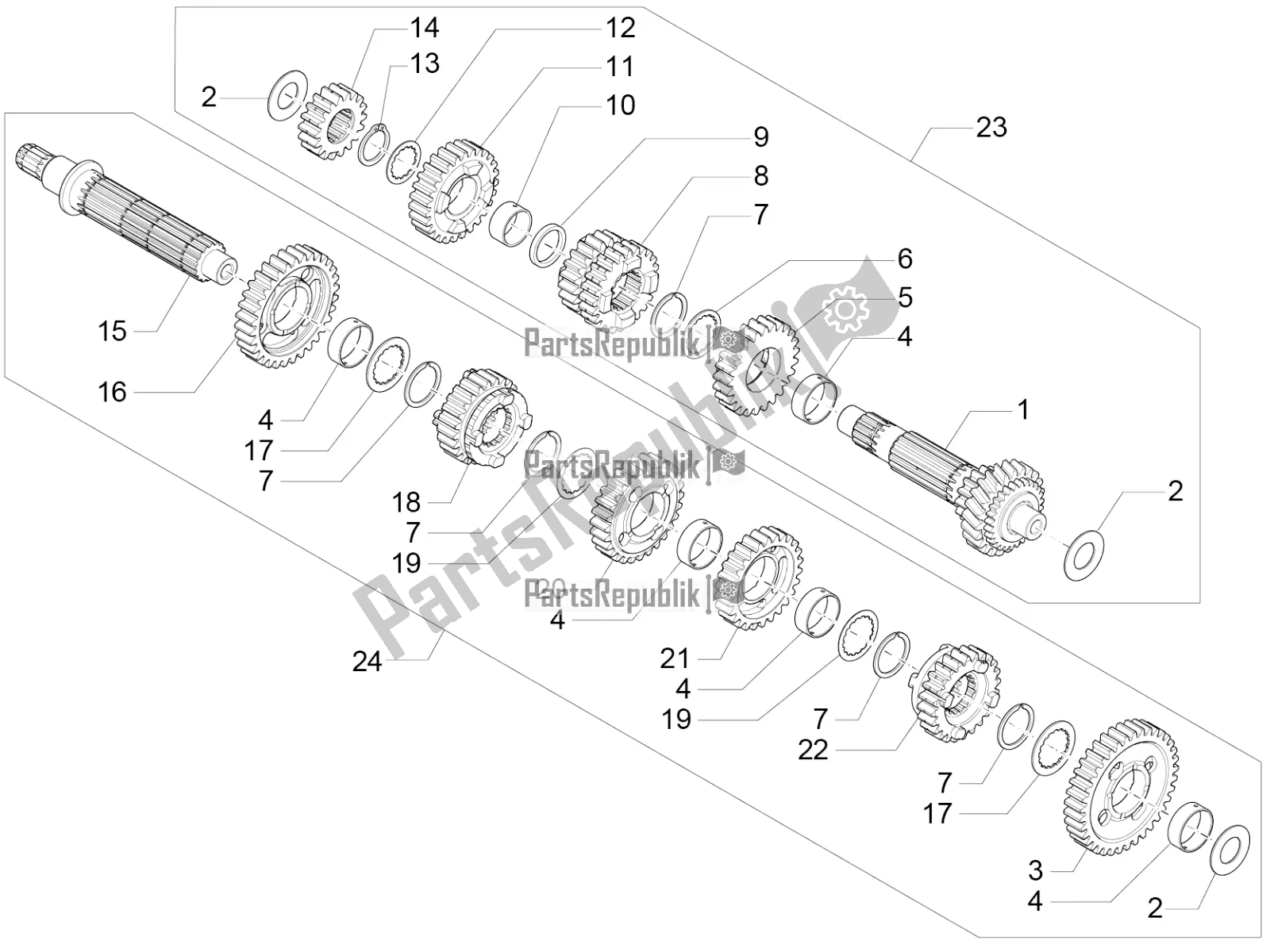 Toutes les pièces pour le Boîte De Vitesses du Moto-Guzzi V7 II Racer 750 ABS USA 2016