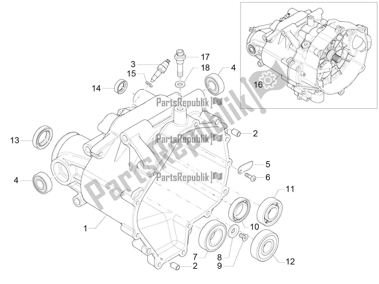 Toutes les pièces pour le Cage De Transmission du Moto-Guzzi V7 II Special 750 ABS 2016