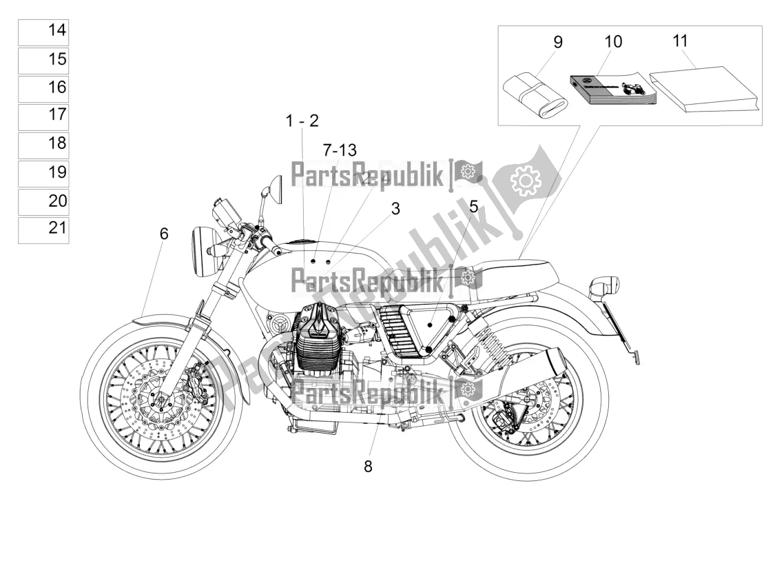 Todas las partes para Juego De Calcomanías Y Placas de Moto-Guzzi V7 II Special 750 ABS USA 2016