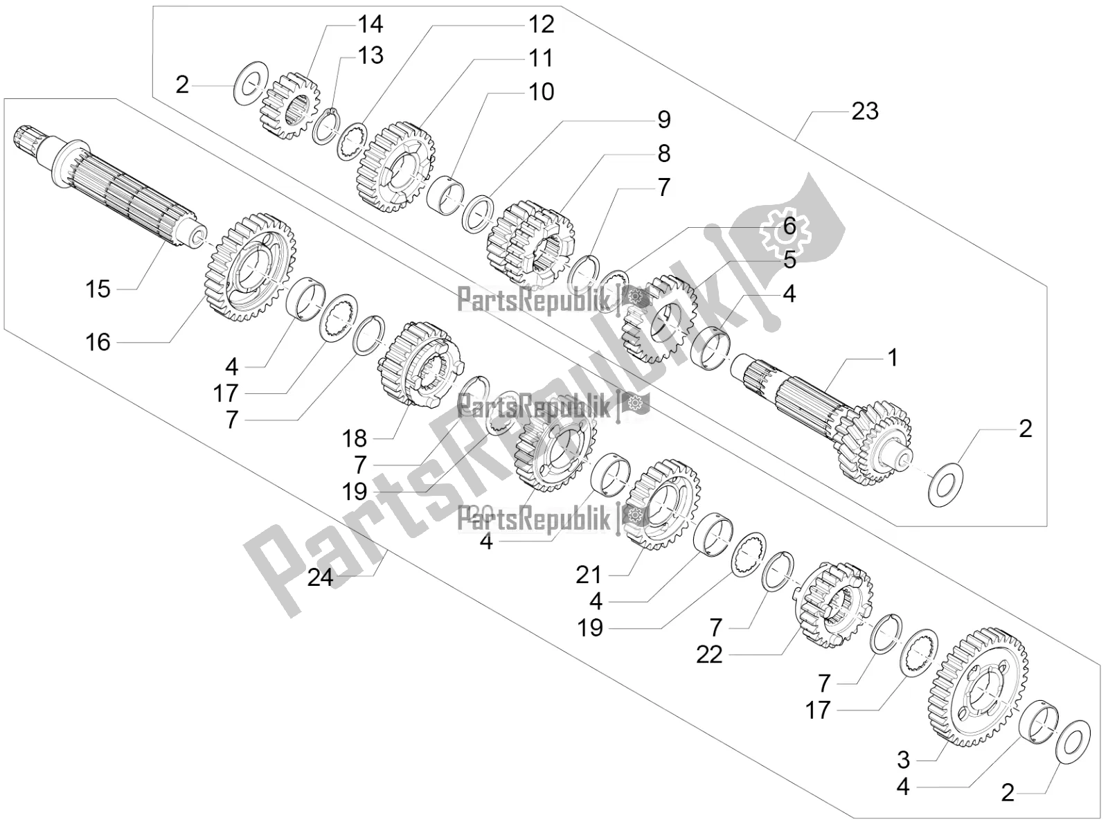 Todas las partes para Caja De Cambios de Moto-Guzzi V7 II Special 750 ABS USA 2016