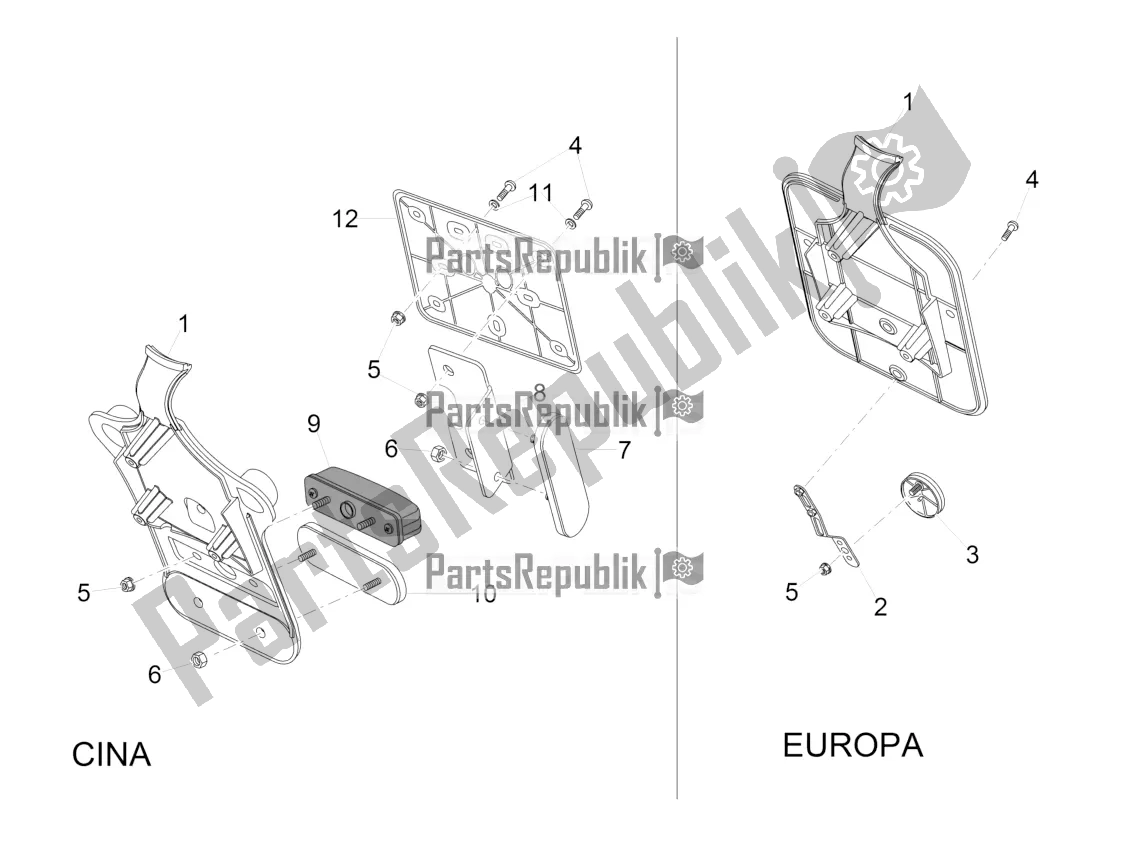 All parts for the Rear Body Ii- Plate Holder of the Moto-Guzzi V7 II Stone 750 ABS 2016