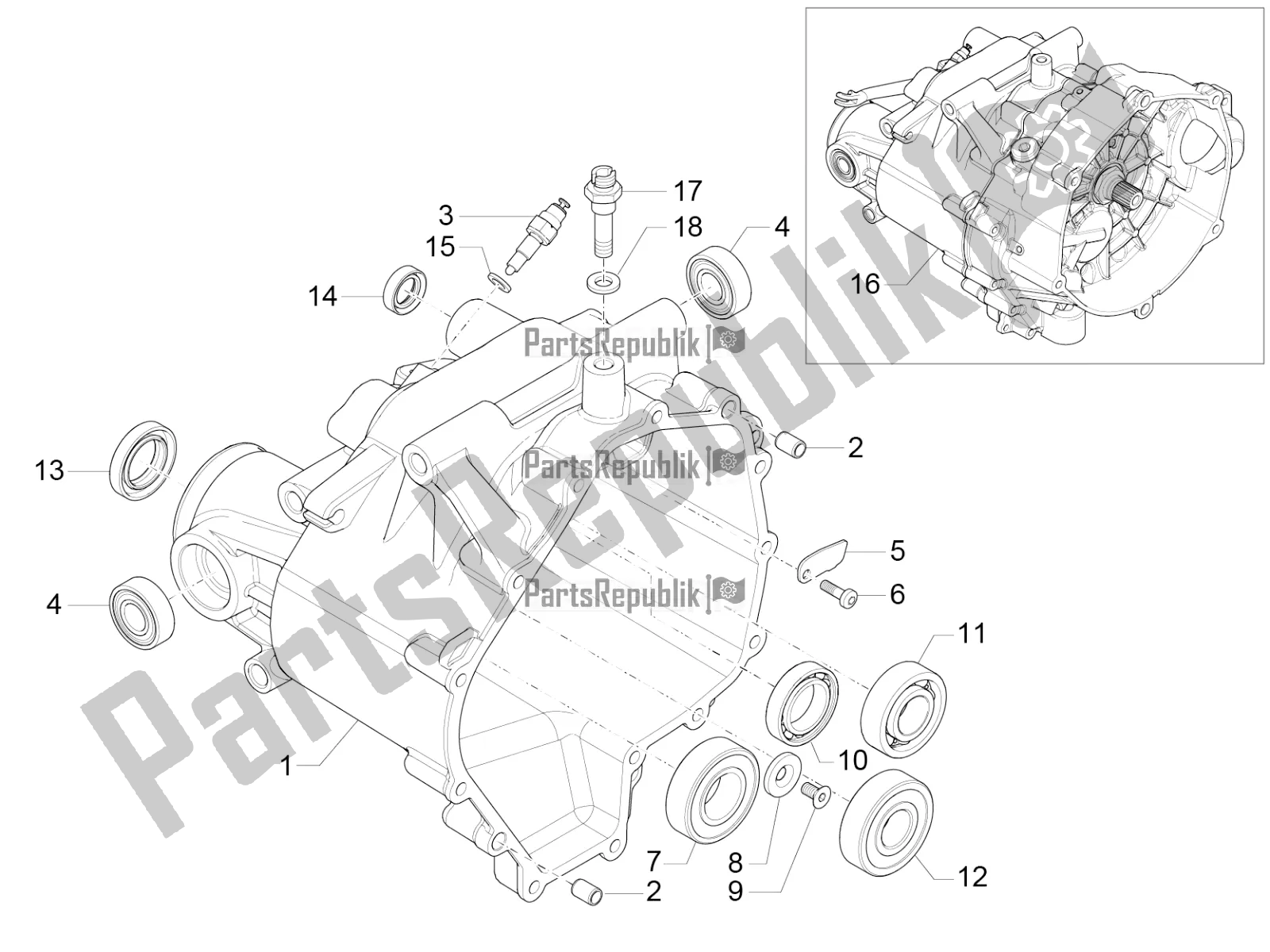 Todas as partes de Gaiola De Transmissão do Moto-Guzzi V7 II Stone 750 ABS 2016