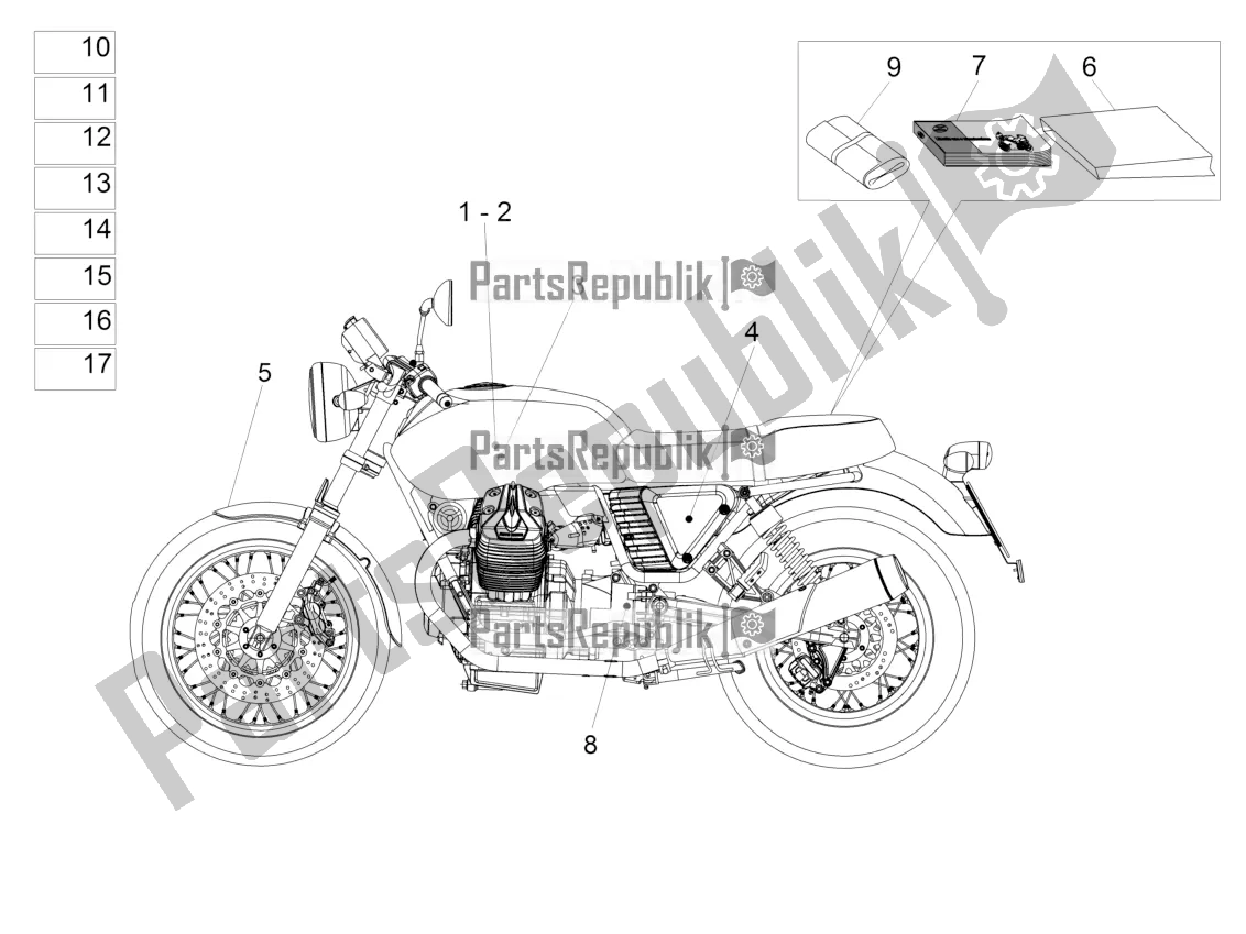 Toutes les pièces pour le Ensemble De Décalcomanies Et De Plaques du Moto-Guzzi V7 II Stone 750 E3 ABS 2016 Nafta 2016