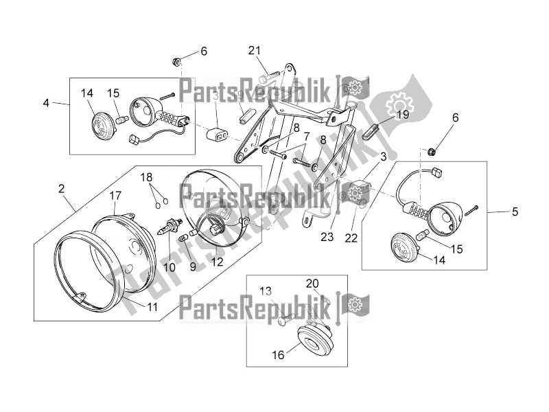 All parts for the Front Lights of the Moto-Guzzi V7 II Stone 750 E3 ABS 2016 Nafta 2016