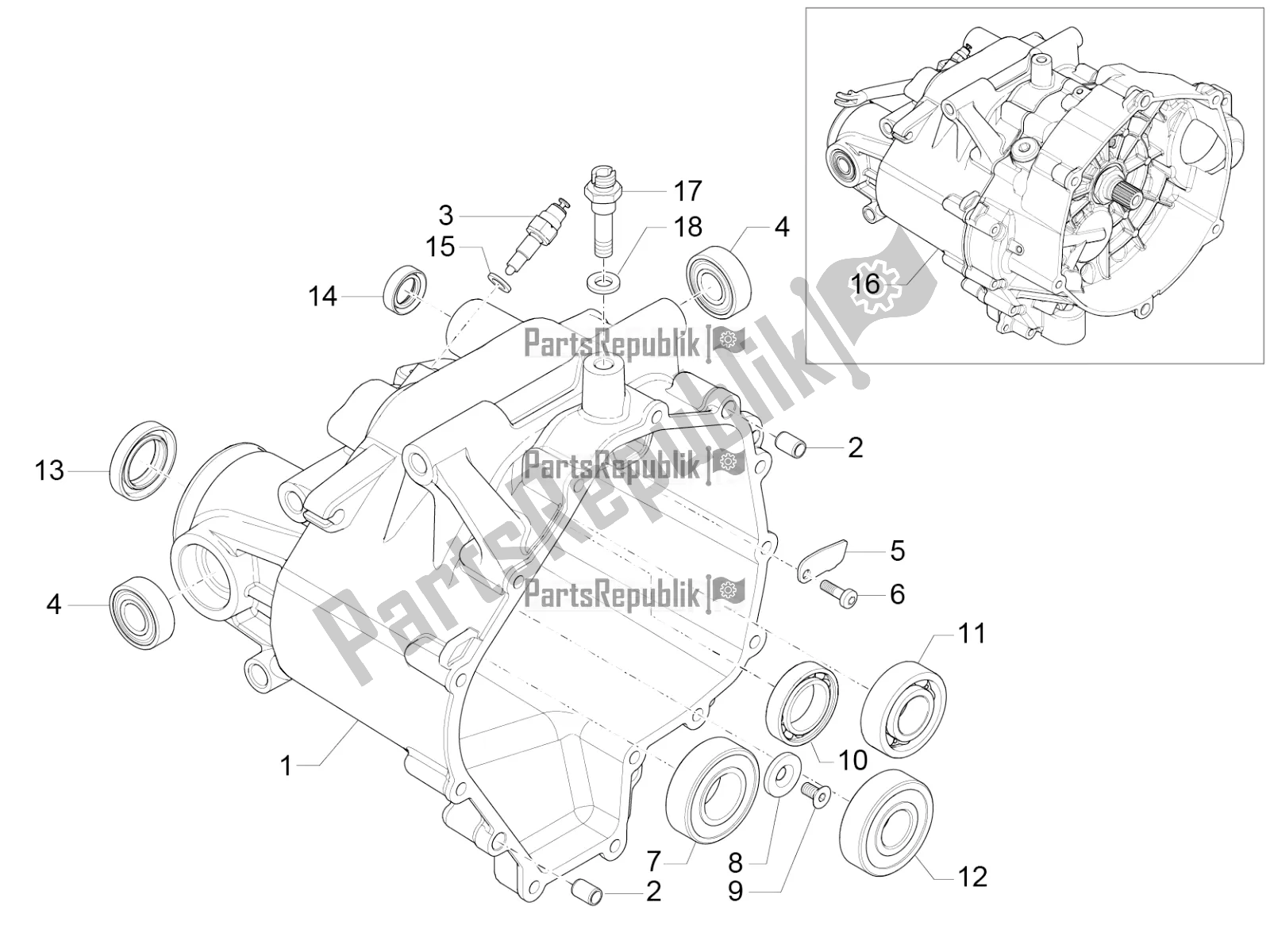 Toutes les pièces pour le Cage De Transmission du Moto-Guzzi V7 II Stone 750 E3 ABS 2016 Nafta 2016