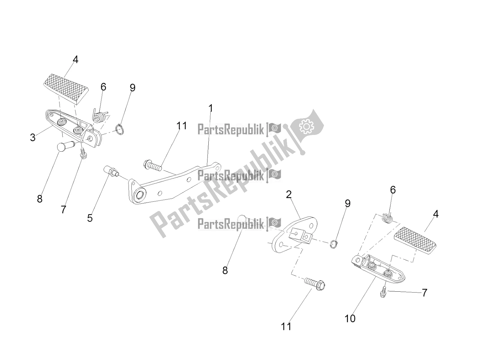 Tutte le parti per il Poggiapiedi Anteriori del Moto-Guzzi V7 II Stornello 750 ABS 2016